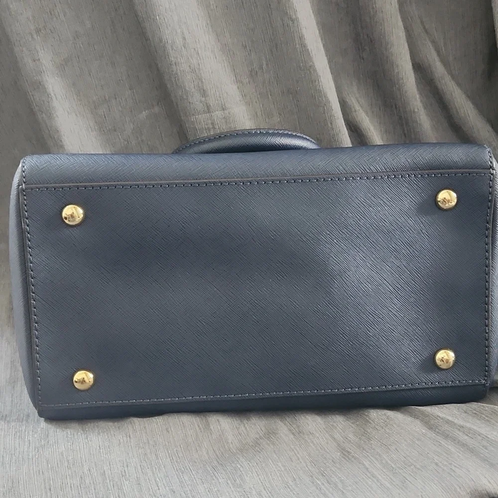 Michael Kors Blue Saffiano Leather Satchel Bag